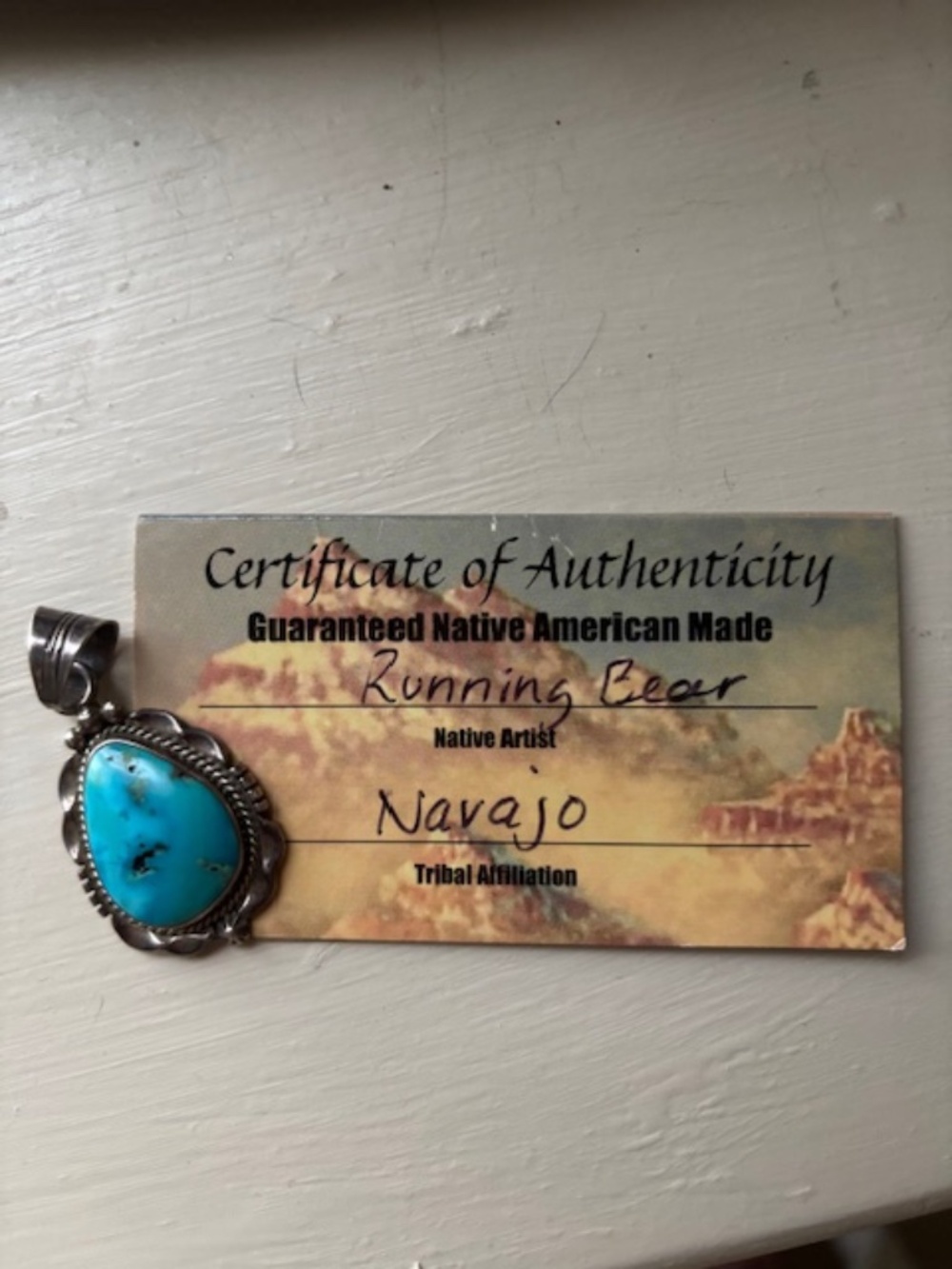 Sterling Silver/Turquoise Teardrop Pendant (Navajo)